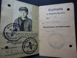 HITLER YOUTH MEMBER ID CARD 13 Yr OLD BOY-RARE image 1