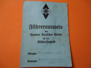 HITLER YOUTH BDM LEADER ID CARD 23 YEAR OLD image 1