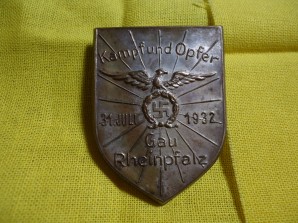 Gau Rheinpfalz Badge July 31, 1932 RARE image 1