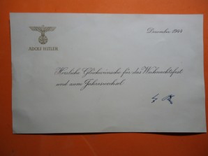 ADOLF HITLER SIGNED CHRISTMAS CARD 1944 image 4