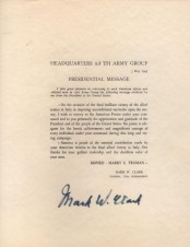 WWII AMERICAN GENERAL MARK CLARK AUTOGRAPH image 1