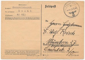 EDUARD DIETL FIELDPOST CARD MESSAGE image 2