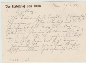 CARDINAL Theodor Innitzer Letter-signed 1942 image 2