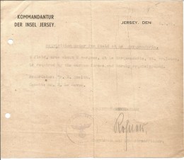 German Requisition Order – Island of Jersey WWII image 1