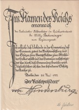 PAUL VON HINDENBURG SIGNED DOCUMENT 1933 image 1