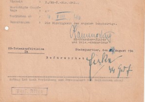 SS TOTENKOPF EICKE SIGNED DOCUMENT image 2