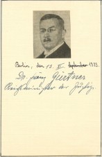 DR FRANZ GURTNER AUTOGRAPH AND LETTER image 1