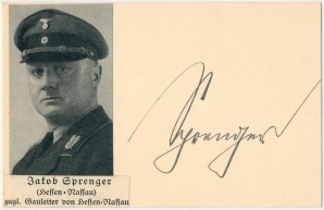 GAULEITER JACOB SPRENGER AUTOGRPH image 1