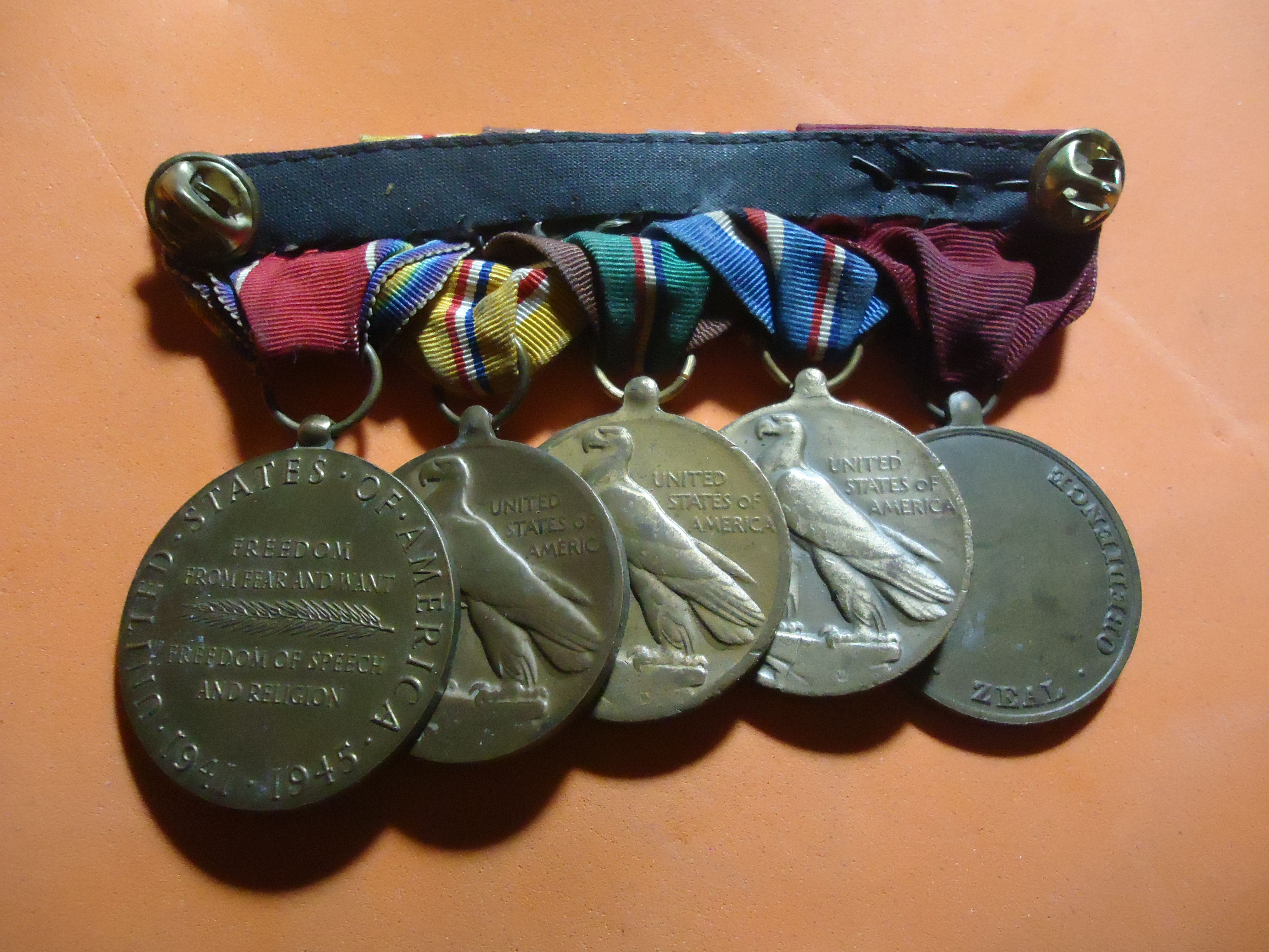 WW2 AMERICAN MEDAL BAR 5 MEDALS SJS Militaria