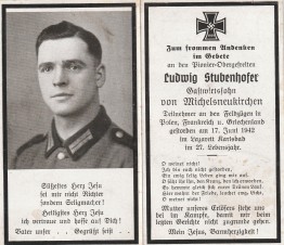 WW2 GERMAN DEATH CARD- 17 JUNE 42 image 1