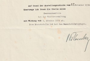 WERNER VON BLOMBERG LETTER 1934 image 2