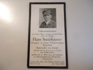 German Death Card Paratrooper 1945 image 1