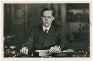 LUTZ GRAF SCHWERIN VON KROSIGH AUTOGRAHP PHOTO-RARE image 1