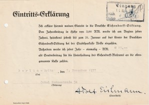 ADOLF EICHMANN Signed Document 1937 image 1