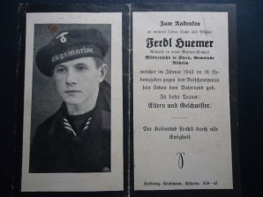 German Death Card Kriegsmarine 1943 image 1