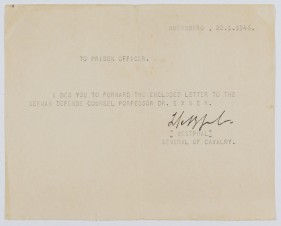 General SIEGFRIED WESTPHAL Signed letter (NUREMBERG) image 1