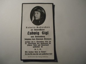 German Death Card 9 Nov  1939 image 1