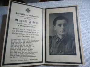 German Death Notice SS Panzer Gren. image 1