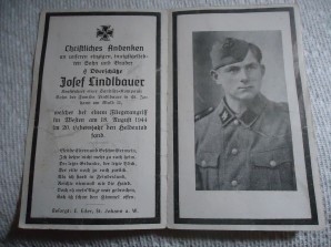 German Death Card SS Oberschutz image 1