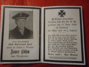 WW2 German Death Card SS PANZER GREN. image 1