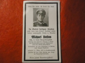 WW2 German Death Card AFRICA CORPS PANZER image 1