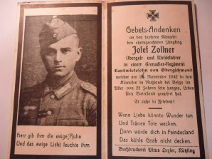 German Death Card Russia 1942 MESSANGER image 1