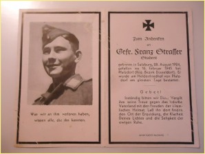 German Death Card/19yr Old 1945 image 1