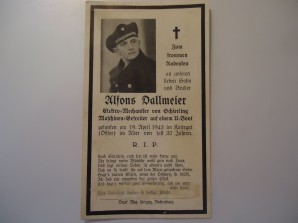 German Death Card U Boat 251 19/04/45 image 1