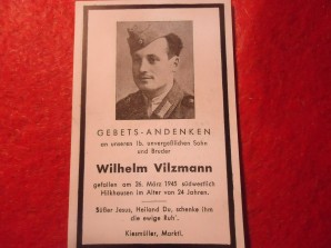 WW2 German Death Card KIA Mar 1945 image 1