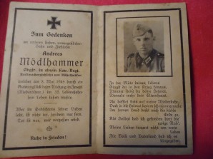 German Death Card 8 May 1945 image 1