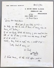 FASCIST SIR OSWALD MOSELY SIGNED LETTER-RARE image 1