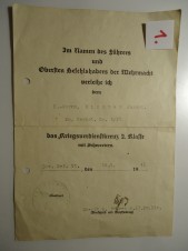 Award Document War Merit Cross II w/Swords 17 Panzer Div image 1