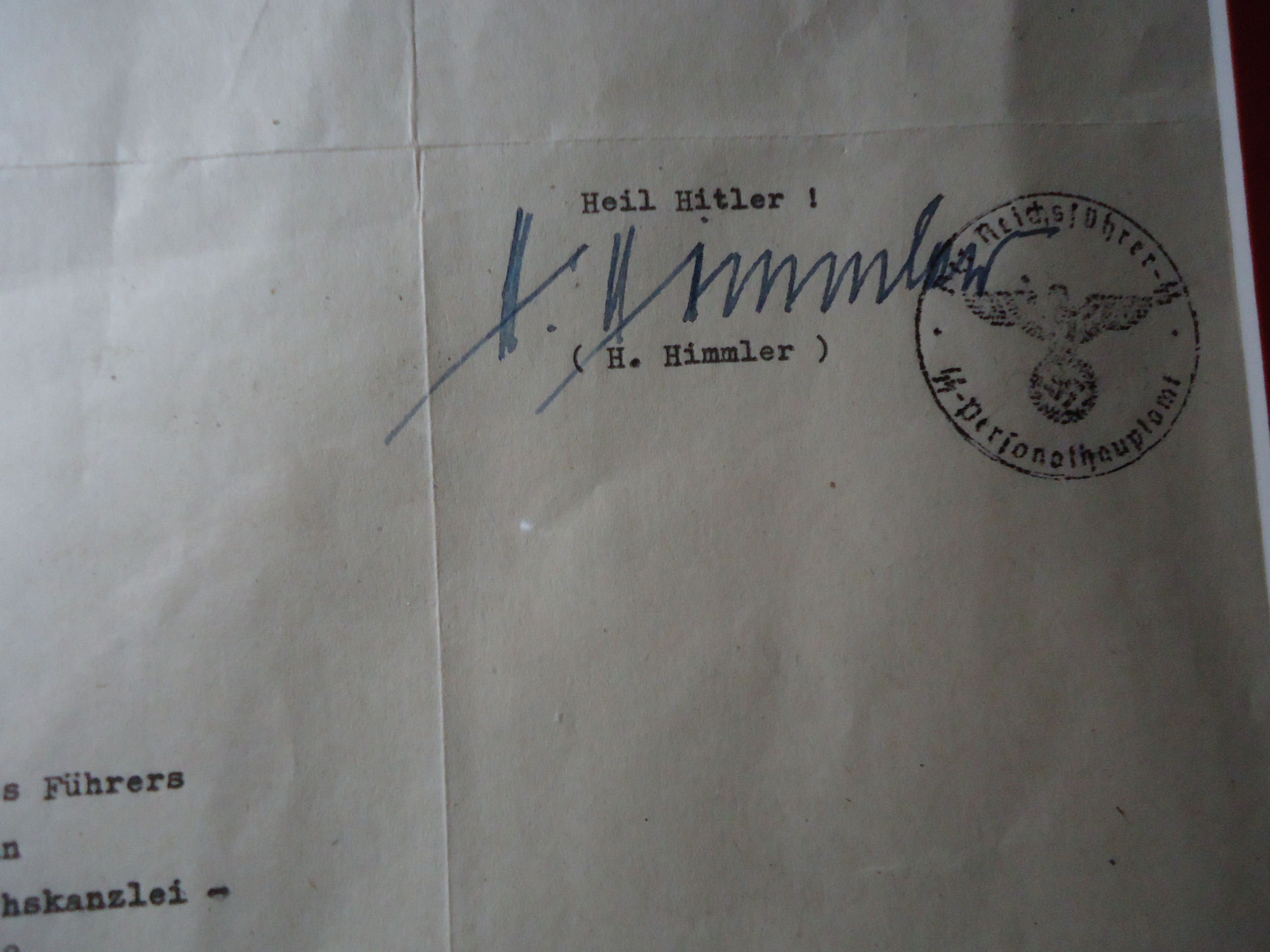 REICHSFUHRER SS HIMMLER LETTER 1938 | SJS Militaria